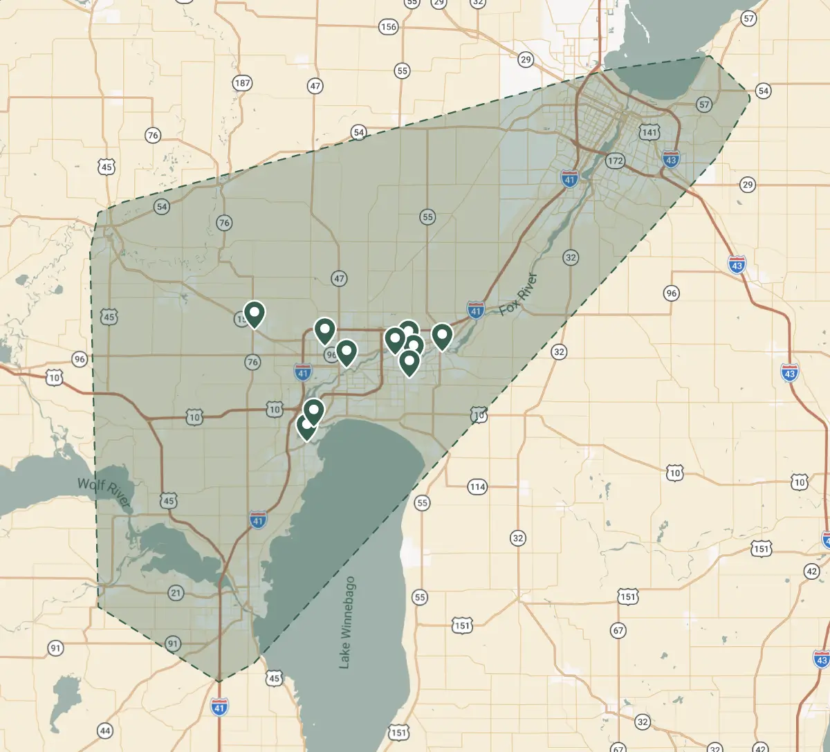 Dufek Service Area Map